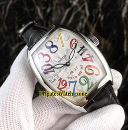 New Crazy Hours 8880 CH COL DRM Color Dreams Automatic White Dial Mens Watch Silver Case Leather Strap Gents Wristwatches1010536