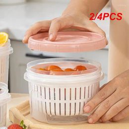 Storage Bottles 2/4PCS Fresh-keeping Fruit Boxes Modern Minimalist Pantry Kitchen Organize Drain Basket Plastic Fridge Organizer