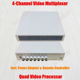 Parts 4CH CCTV Video Quad Processor Multiplexer 4 Channel Color Splitter BNC VGA Output Signal Multiplexor w/ Remote Controller