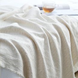 Blankets Cotton And Linen Summer Blanket Tassel Beige Soft 130x150 Nap Air Conditioning Shawl Homestay Decoration Bed Tail Towel