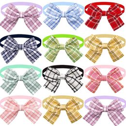 Dog Apparel 50PCS Bowtie For Small Dogs Cute Plaid Pet Cat Bow Tie Neckties Pets Grooming Accessories Supplies