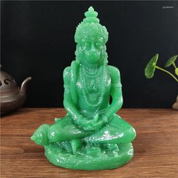 Decorative Figurines Jade Colour Hanuman Statue Hindu Ganesha Monkey God Buddha Figurine Sculpture Room Office Home Decoration India Feng