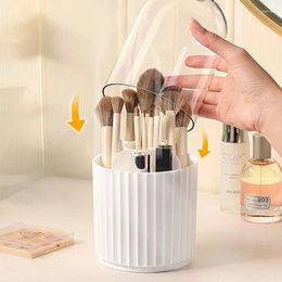 Storage Boxes 360° Rotating Makeup Brush Holder With Lid Dustproof Desktop Cosmetic Organizer Lipstick Box Office Pencil Container