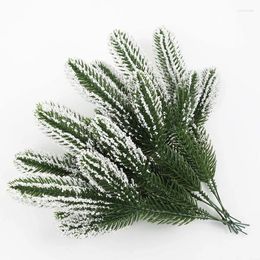 Decorative Flowers 6Pcs Artificial Christmas Pine Needle Branches Fake Plant Xmas Tree Ornament Decor For Home Diy Wreath Gift Box Wedding