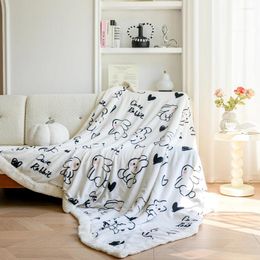 Chair Covers YanYangTian Lamb Wool Sofa Blanket Cover Knee Bed Sheet Living Room Bedroom Travel Cartoon Print Cute