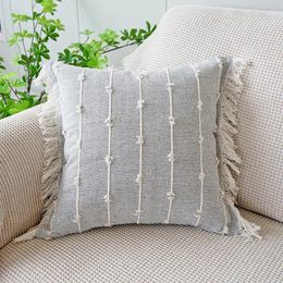 Pillow Modern Simple Cover Embroidery Stripe 45x45cm Cotton Linen Case For Sofa Seat Home Decoration Living Room