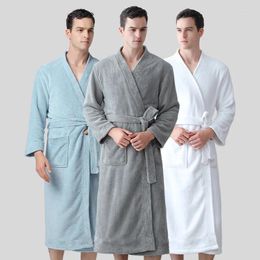Home Clothing Comfy Nightgown Loose Men Sleepwear Coral Fleece Kimono Robe Gown Winter Flannel Bathrobe Oversized Lounge Wear Soft