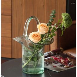 Vases Hydroponic Flowerpot Nordic Transparent Home Decor Creative Glass Flower Vase Beautiful And Practical Handle Design Pots