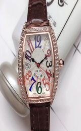 Mens Womens Lover039s Rose Gold icedout Watch Color Dreams Dimonds Complete Calendar Quarz Movement Luxue Watches Leather Band 2270411