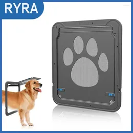 Cat Carriers Pet Door Cute Animal Dog Kitten Flap Pass Safe Security Gate Magnetic Black Supplies Intelligent Automatic Lock