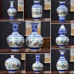 Vases Chinese Jingdezhen Ceramics Figurines Blue And White Porcelain Vase Ornaments Decoration Home Livingroom Table Furnishing Crafts