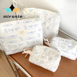 Storage Bags MIROSIE Versatile Sea Blue Floral Cosmetic Bag Large Capacity For Travel Pillow-Shaped Student Portable