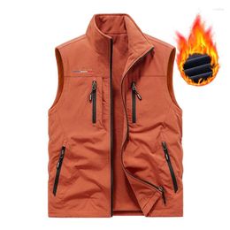Men's Vests Autumn Winter Men Casual Vest Reversible Outdoor Middle Age Tactical Military Multi-pocket Sleeveless Jacket High Quality