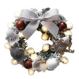 Decorative Flowers Christmas Wreath With Lights Door Ornaments Farmhouse Decorations Outside Xmas For Garden Balcony Wall Living Room Window