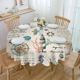 Table Cloth Ocean Plant Coral Sailboat Anchor Waterproof Wedding Holiday Tablecloth Coffee Decor Cover