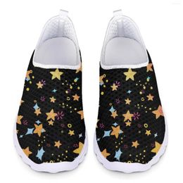 Casual Shoes Gold Stars Shining Print Loafers Women Slip On Sneakers Lightweight Ladies Summer Sport Jogging Woman Flats