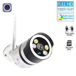 Cameras H.265 HD 4MP Wifi IP Camera Outdoor Wireless Onvif Full Colour Night Vision CCTV Bullet Security Camera TF Card Slot APP CamHi