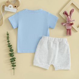 Clothing Sets Toddler Boys Easter Outfits Egg Carrot Print Pocket Short Sleeve T-Shirts Tops And Shorts 2Pcs Summer Clothes Set