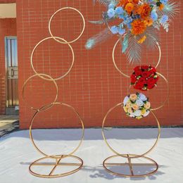 Party Decoration Wedding Props Flower Gate Iron Donut Ring Stand Background Road Guide Floral Arch