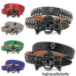 Designer Bb Simon Belt Designer Belt Woman Man Luxury Rhinestone Skull Buckle Belt On Sale Ceinture Homme Diamond Skeleton Buckle Famous Brand Rhinestones Belts WS6