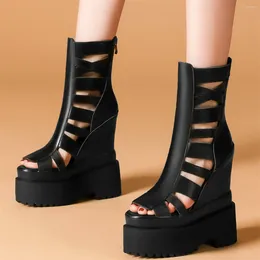 Sandals Summer Fashion Sneakers Women Genuine Leather Super High Heels Gladiator Female Peep Toe Platform Pumps Casual Shoes