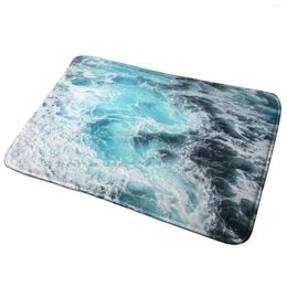 Carpets Mesmerising Blue Ocean Waves Entrance Door Mat Bath Rug Summer Turquoise Greece Nature Water Deep White