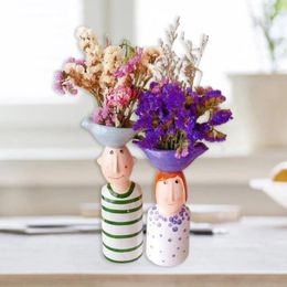 Vases Ceramic Flower Vase Home Decorations Bird Face Pot Nordic Style Arrangement For Living Room Bedroom