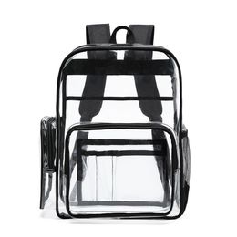Clear Backpack for Beach Swimming Gym Travel, Drawstring Mesh Bag for Sports, Camping, Transparent Black 22325