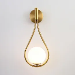 Wall Lamp Home Decor Light Luxury Golden Living Room Bedroom Bedside Aisle Staircase Background Fixture LP-313