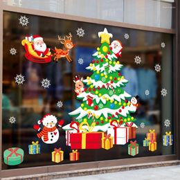 Party Decoration Cartoon Creative Christmas Tree Wall Stickers Window Glass Removable Self-adhesive PVC Western Year