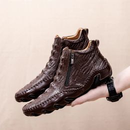 boots New Men Spring/Winter Warm Plush Boots Handmade Cowhide Split Leather Outdoor Sneakers Nonslip Men's Work Shoes Ankle Boots