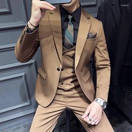 Men's Suits (S-7XL) High-end Suit Slim Casual (suit Vest Trousers) Stylish And Handsome Business Dress Three-piece Set