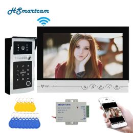 Intercom 9 inch WIFI Video Intercom for Home Monitor entry system with Password/RFIC Fingerprint Unlock Doorbell Camera