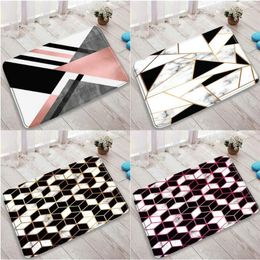 Bath Mats Pink Marble Geometry Pattern Bathroom Non-Slip Modern Black White Stripe Kitchen Corridor Carpet Home Entry Doormats