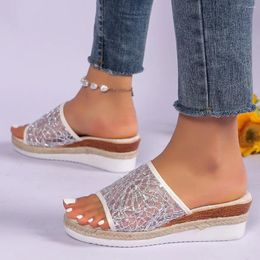 Slippers Ladies Shoes On Sale 2024 Open Toe Women Summer Mesh Outdoor Beach Casual Wedge Large Size Zapatos Mujer