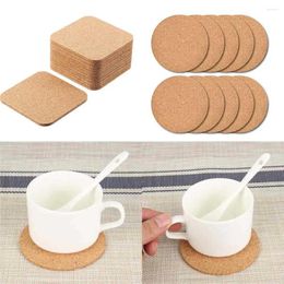 Table Mats 10Pcs Cork Coasters Square Round Cup Mat Non-Slip Backing Sheet For Home Bar Tea Coffee Mug Drinks Holder