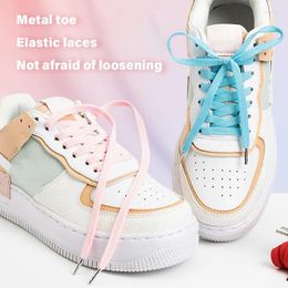 Hangers 1 Pair Elastic Laces Sneakers Metal Head Flat Shoelace Rubber Bands For Men Women's Sports Shoes Running Shoestrings Accessories