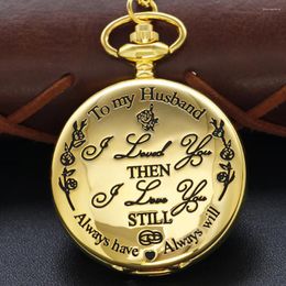 Pocket Watches To My Husband Quartz Watch Exquisite Necklace Pendant Fob Chain Vintage Steampunk Men And Women CF1205