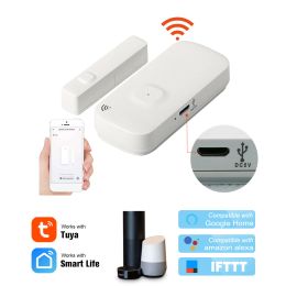 Detector WIFI Door Sensor Door Window Security Alarm Sensor Magnetic Switch Wireless Detector Compatible with Alexa Google Home Tuya
