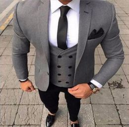 XLY 2019 Latest Coat Pant Designs Smoking Tux Grey Men Suit Slim Fit 3 Piece Tuxedos Groom Style Suits Custom Prom Blazer Terno Ma4552036