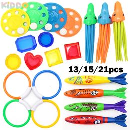 Diving Toys Set Swimming Pool Toys for Kids Diving Sticks Diving Rings Pirate Treasures Fish Toys Octopus Water Swim Bath Toys 240321