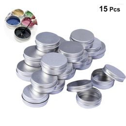 Storage Bottles 10pcs 15g Travel Container Empty Cream Jar Pot With Lid For Makeup Pomade (Aluminium Specimen Box Thread)