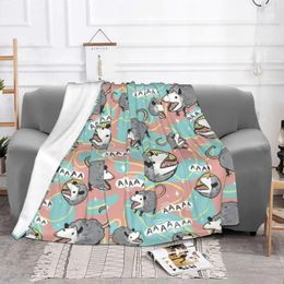 Blankets Opossum Screm Blanket Fleece All Season Multifunction Lightweight Thin Throw For Bedding Travel Throws