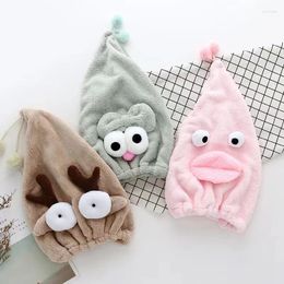 Towel Cute Big Eyes Cartoon Hair Drying Towels Soft Coral Fleece Baby Kids Shower Cap Japan Korean Kawaii Wrap Absorbent 26 37cm