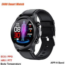 Watches E400 Cardiac Blood Glucose High End Smart Health Watch Temperature ECG Monitoring Men Women Smart Watch Chest Patch Heart Rate