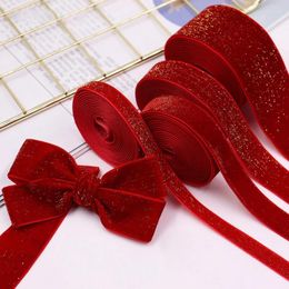 Party Decoration Glitter Velvet Christmas Ribbon Gift Wrapping 10 Yards For Tree Wedding Decor Clothing Accessory Making Crafts