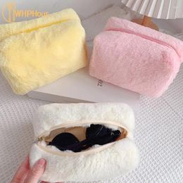 Storage Bags Women Winter Soft Cosmetic Bag Plush Cute Stationery Small Portable Travel Makeup Organizer