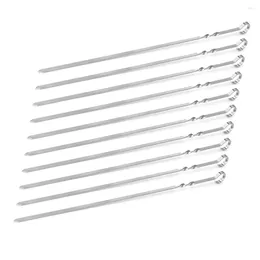 Tools 10pcs Skewer Stainless Steel Reusable Flat Kebab Needle Outdoor Barbecue Stick Grill