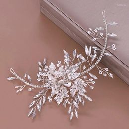 Hair Clips Fashion Wearing Crystal Pearl Simulation Leaf Beads Headband Women Tiaras And Crowns Headpiece Wedding Jewelry Accessories