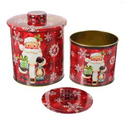 Storage Bottles 2pcs Candy Packing Box Tinplate Cookie Jar Christmas Biscuits Treat